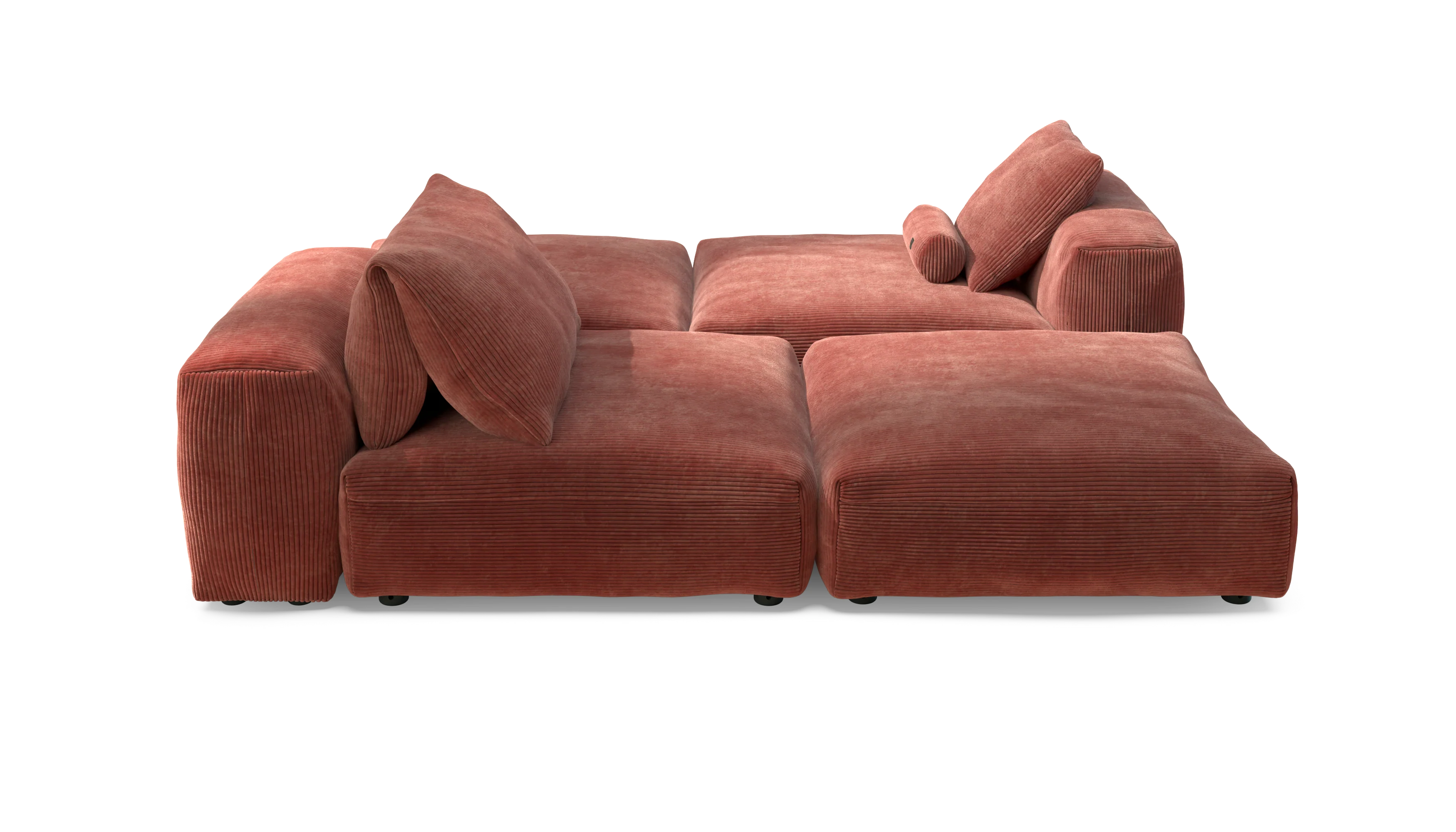 vetsak | Sofa Set 08 - Daybed - Cord Velour - Brick | Modulaire Sofa | 6 Zits | Outdoor Island | Double lounger