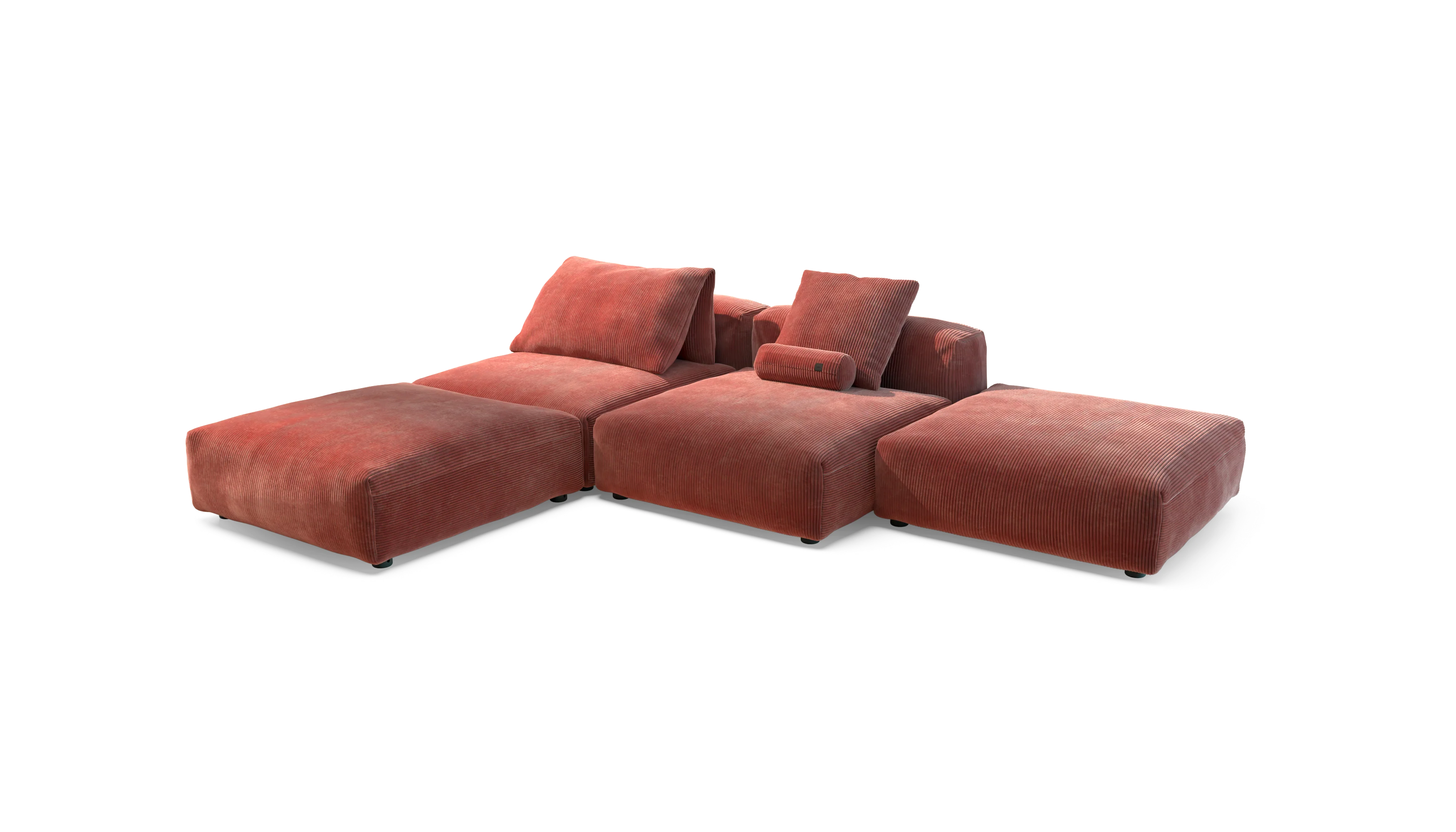 vetsak | Sofa Set 08 - Daybed - Cord Velour - Brick | Modulaire Sofa | 6 Zits | Outdoor Island | Double lounger - Image 4