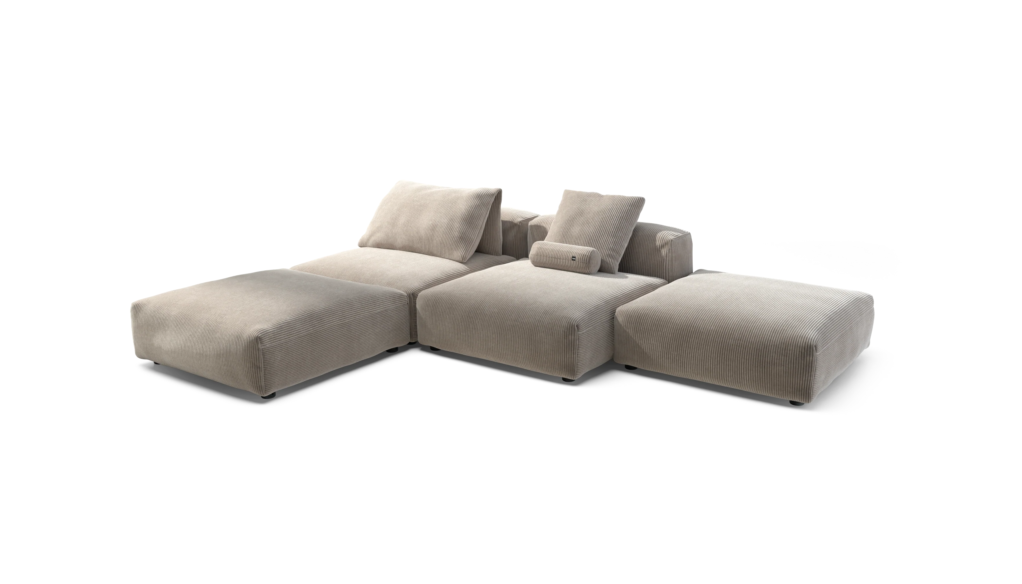 vetsak | Sofa Set 08 - Daybed - Cord Velour - Platinum | Modulaire Sofa | 6 Zits | Outdoor Island | Double lounger - Image 4