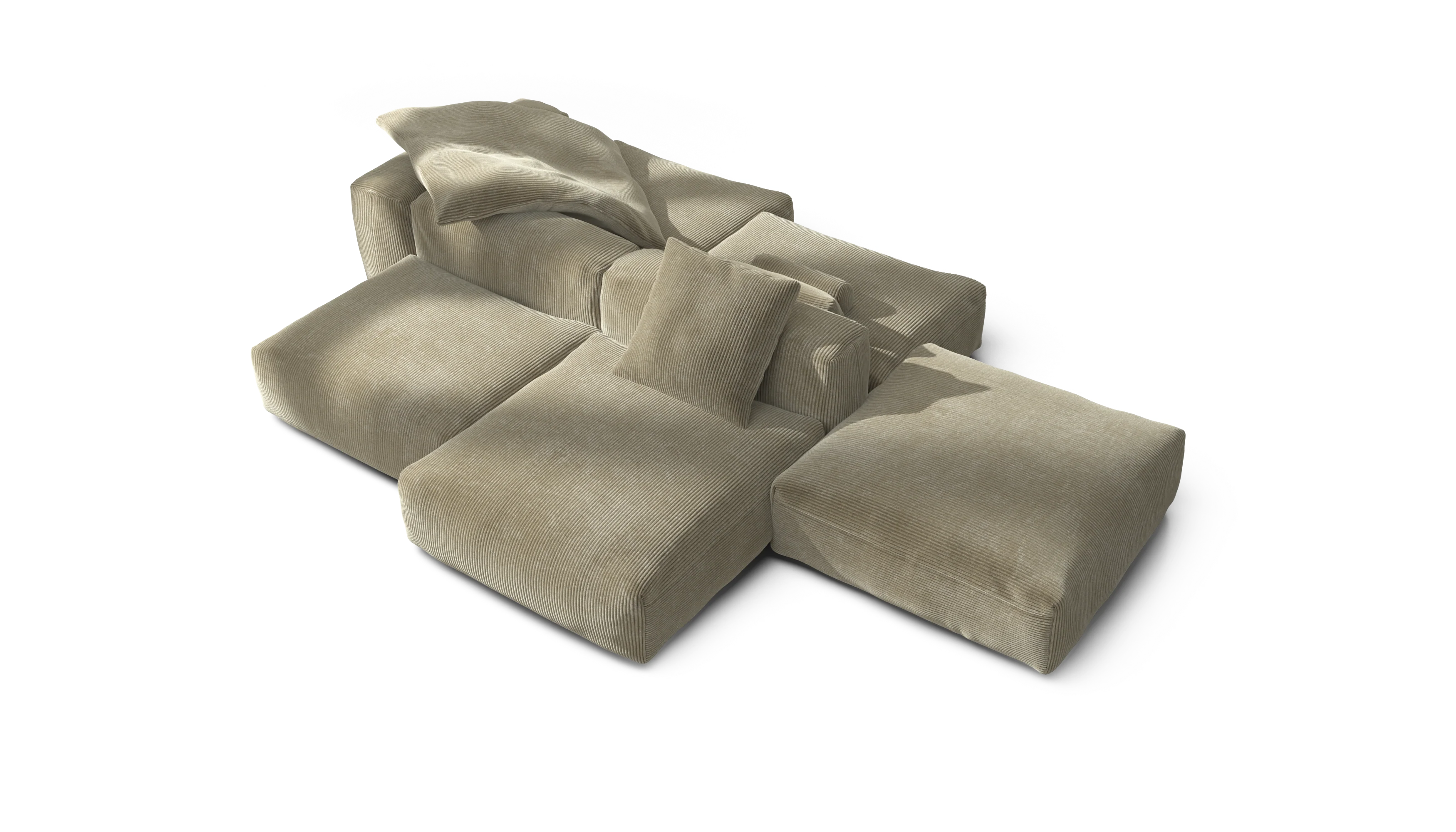 vetsak | Sofa Set 09 - The Island - Cord Velour - Khaki | Modulaire Sofa | 7 Zits | Sofa Island - Image 3