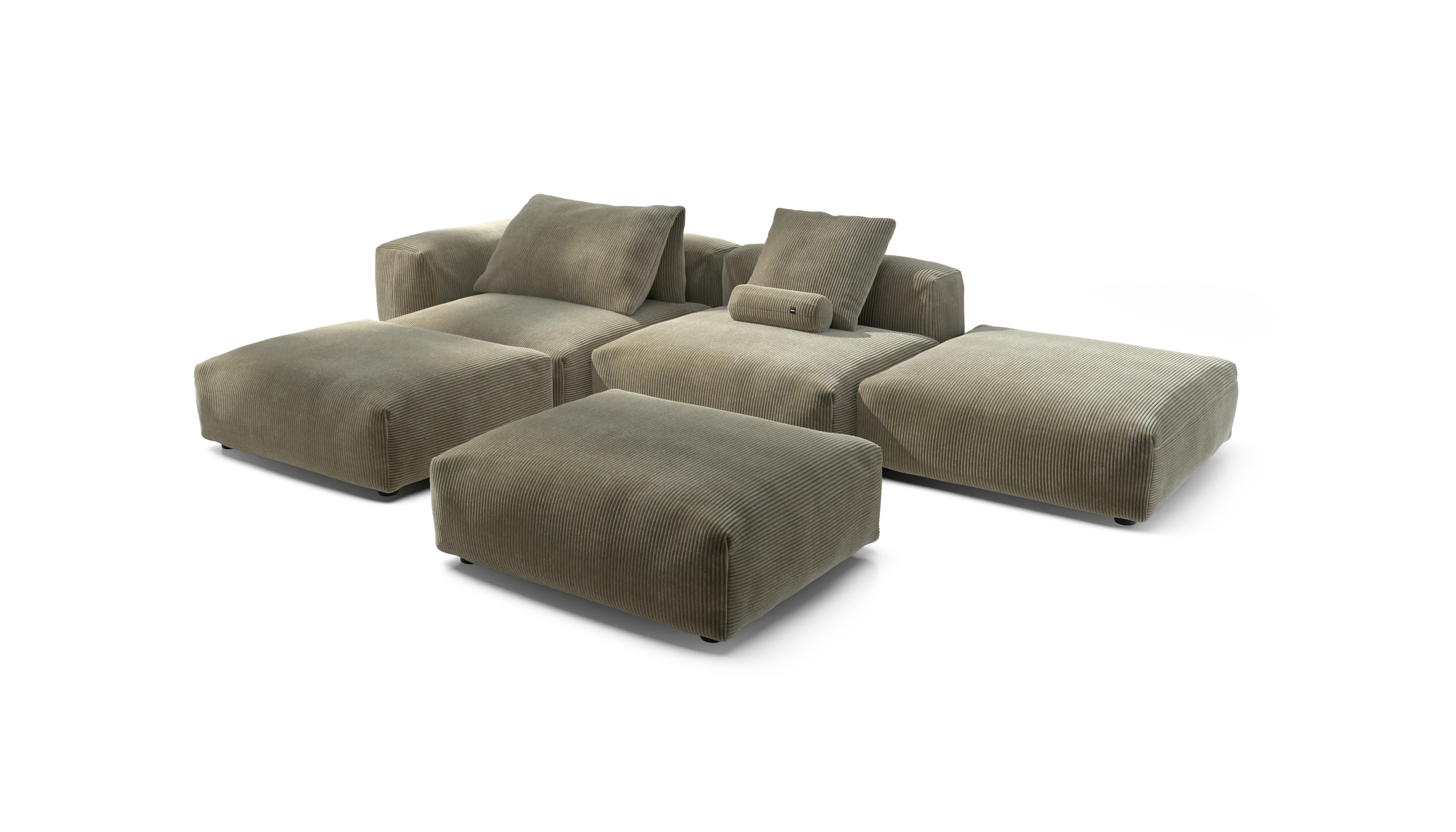 vetsak | Sofa Set 09 - The Island - Cord Velour - Khaki | Modulaire Sofa | 7 Zits | Sofa Island - Image 4