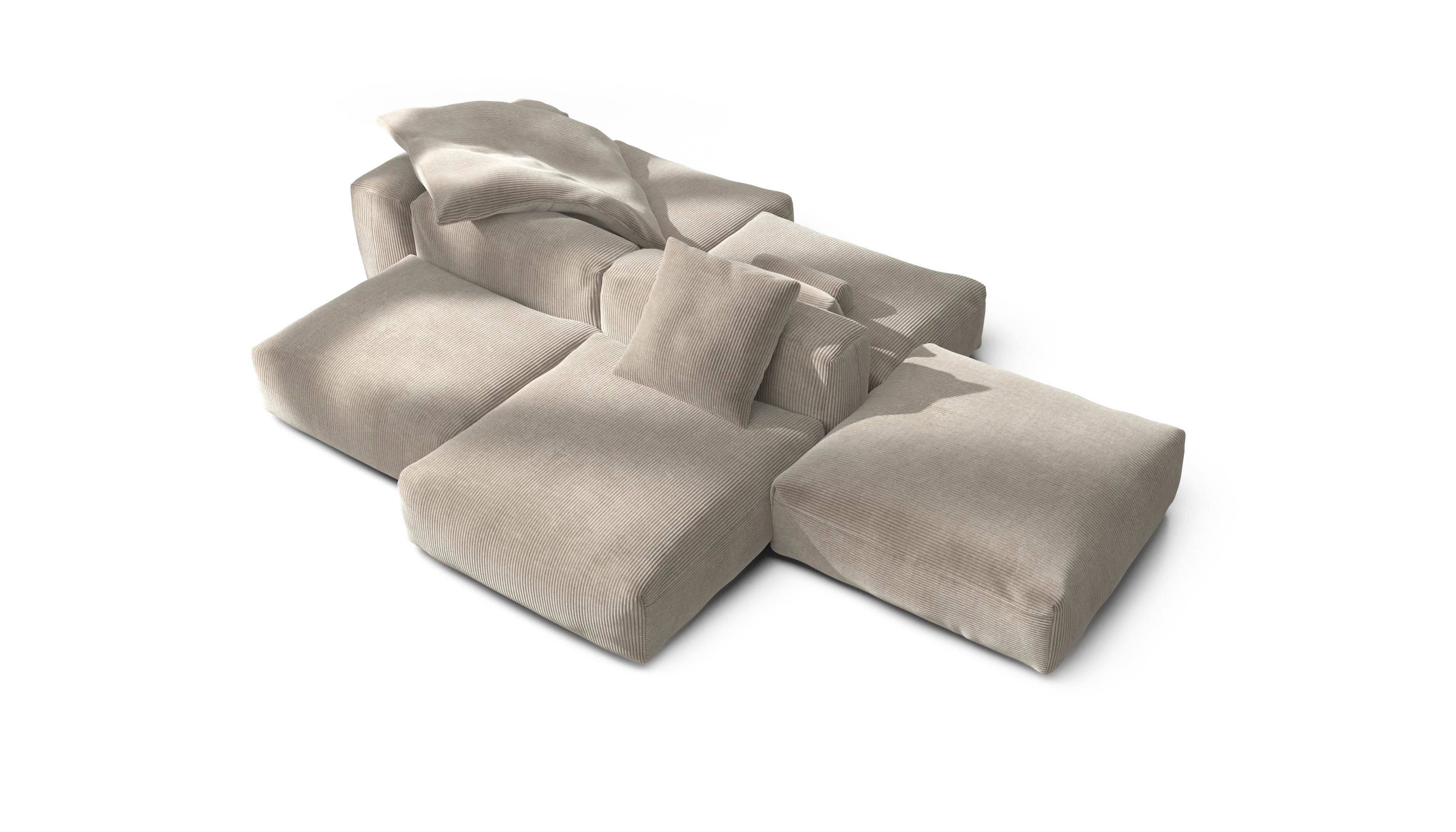 vetsak | Sofa Set 09 - The Island - Cord Velour - Platinum | Modulaire Sofa | 7 Zits | Sofa Island - Image 3