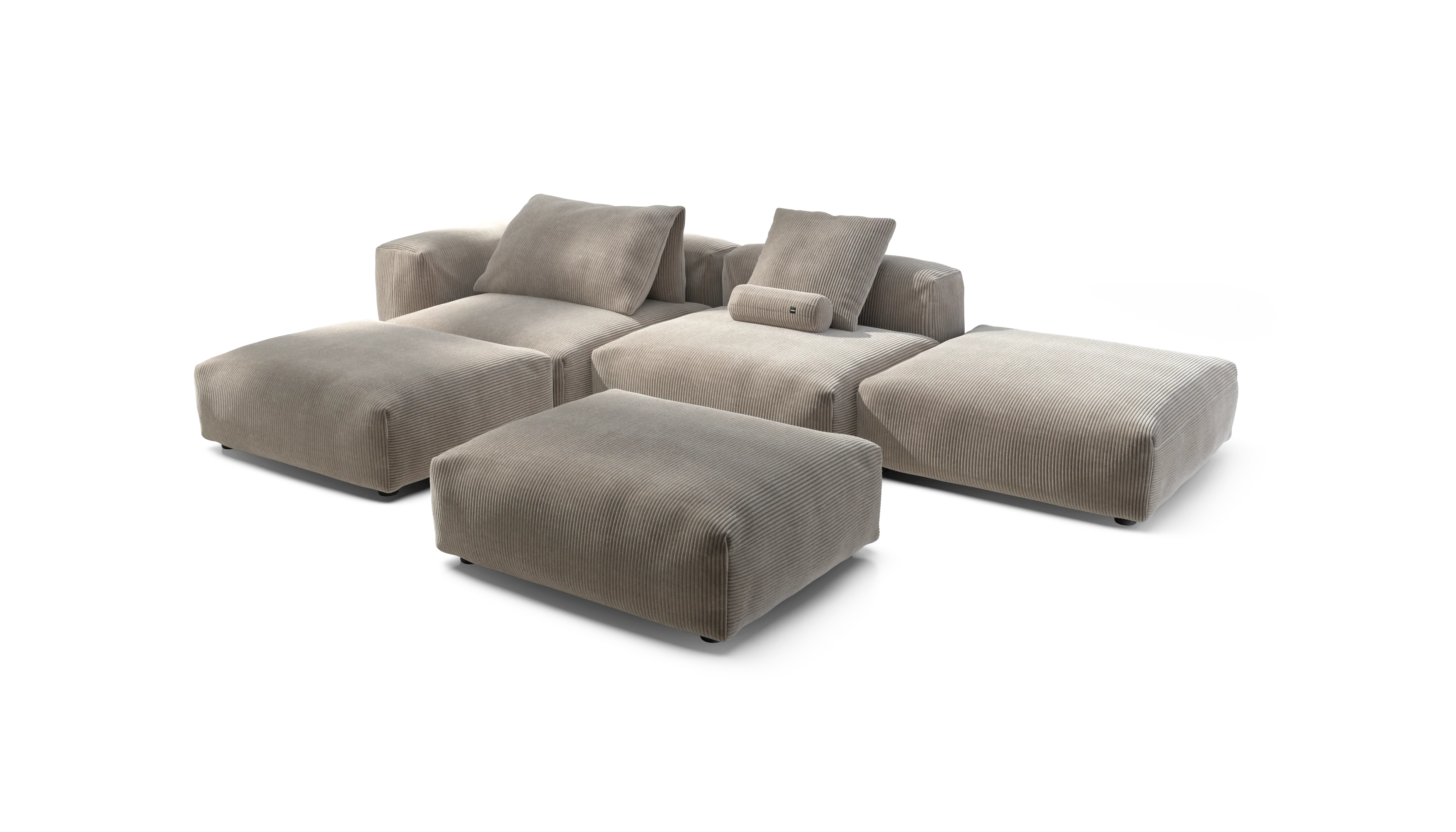vetsak | Sofa Set 09 - The Island - Cord Velour - Platinum | Modulaire Sofa | 7 Zits | Sofa Island - Image 4