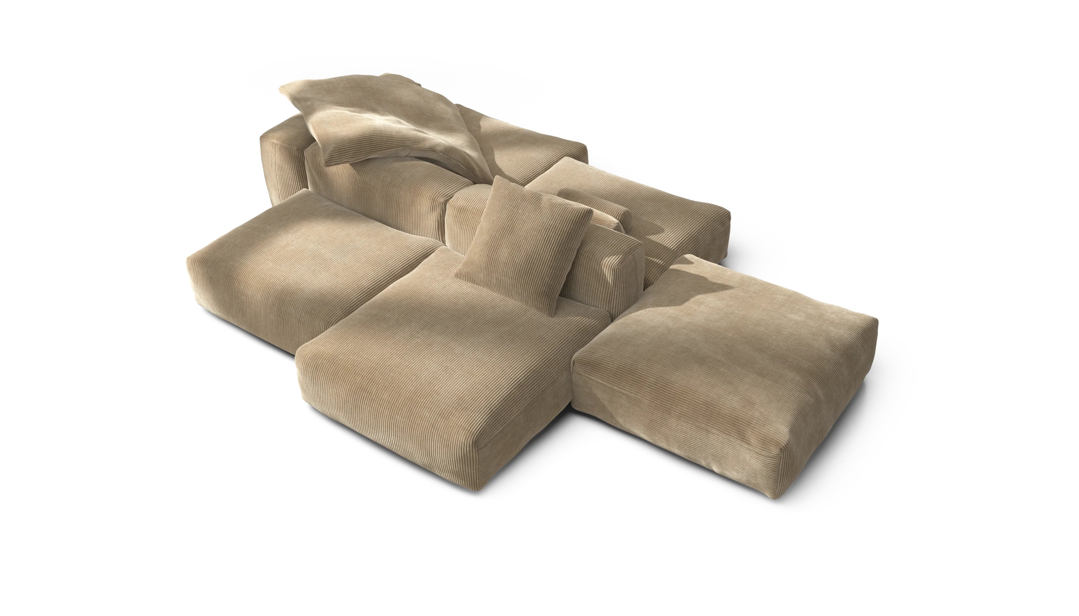 vetsak | Sofa Set 09 - The Island - Cord Velour - Sand | Modulaire Sofa | 7 Zits | Sofa Island - Image 3